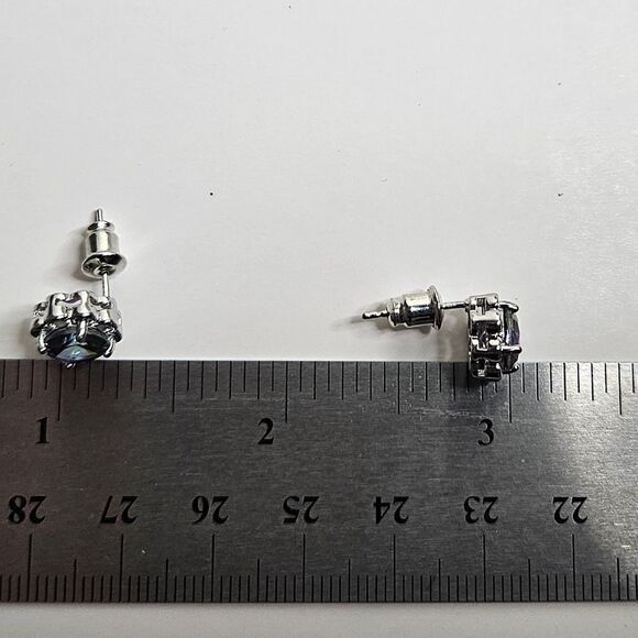 Round Cut Rainbow Topaz Studback Earrings on 925 Silver Women's - Picture 5 of 10